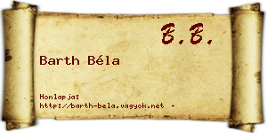 Barth Béla névjegykártya